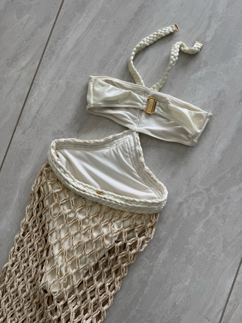 Patbo Cream Bra Top with Beige Dress - Picture 6 of 9